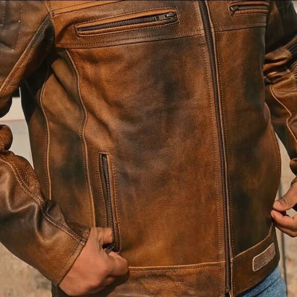 RIDERACT® Mens Premium Vintage Jacket XS Biker's Leather Jacket NEW - Picture 2 of 9